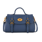 La Marey Signature Genuine Leather Satchel Bag - Blue_8345551