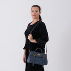 La Marey Signature Genuine Leather Satchel Bag - Blue_8345551_2