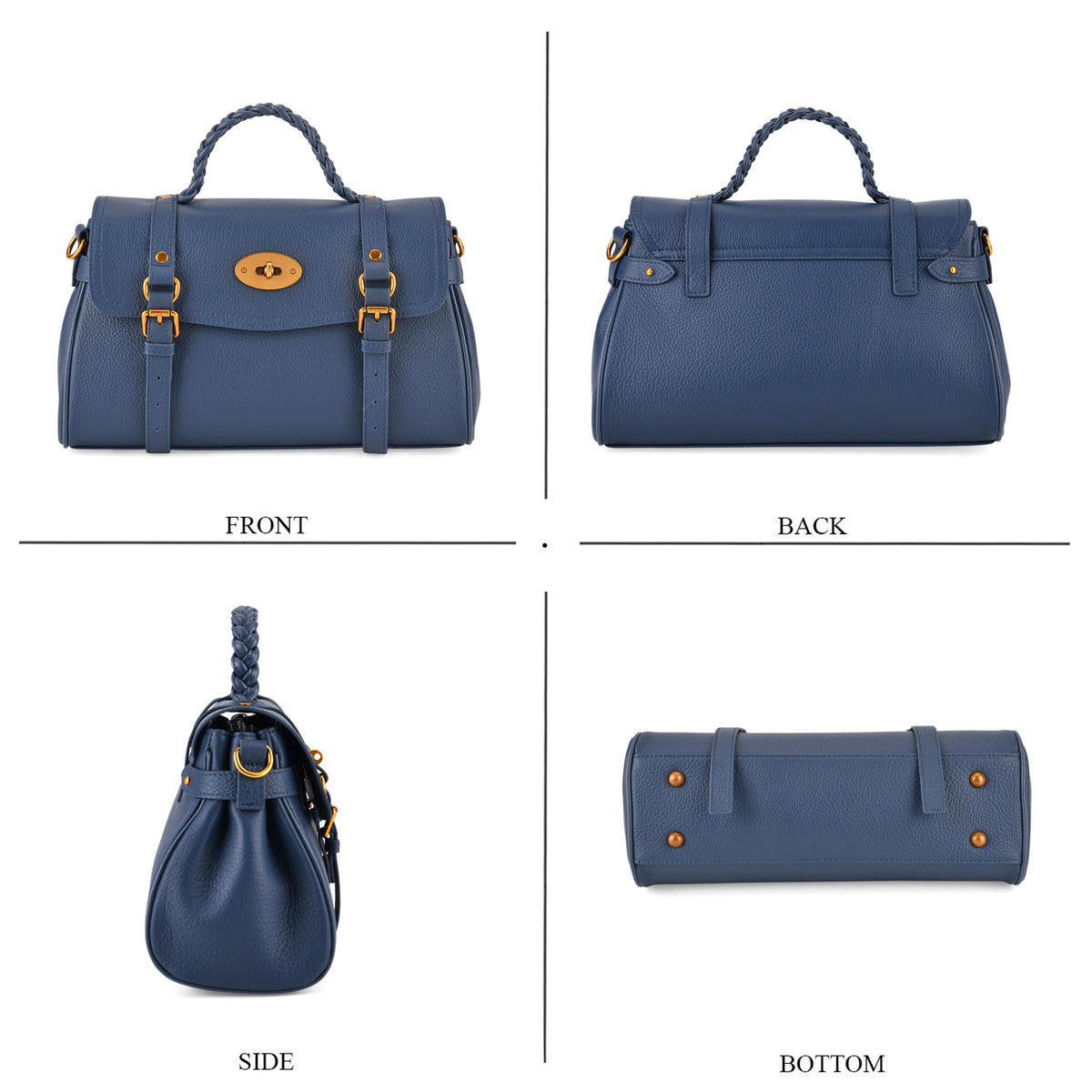 La Marey Signature Genuine Leather Satchel Bag - Blue 8345551 5