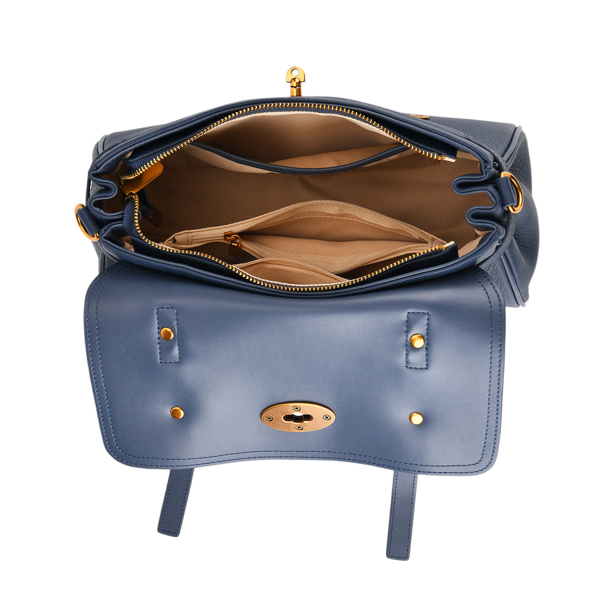 La Marey Signature Genuine Leather Satchel Bag - Blue 8345551 6