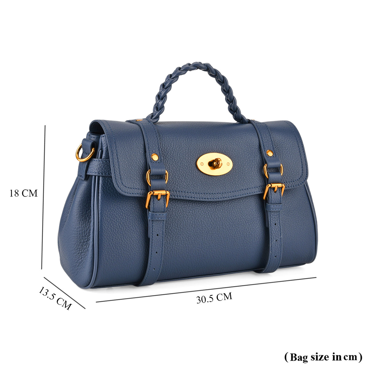 La Marey Signature Genuine Leather Satchel Bag - Blue 8345551 7