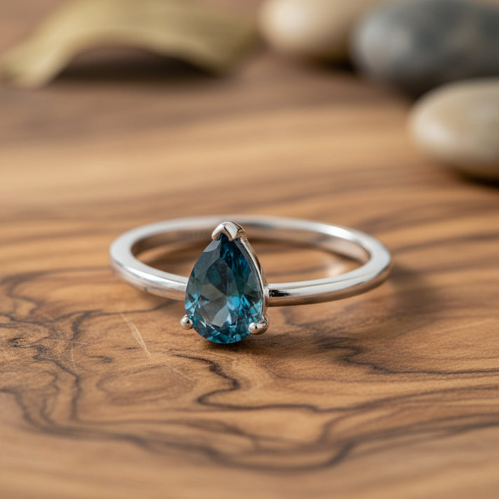 LUXURIANT 1 Ct. Lab Grown Blue Diamond Solitaire Ring in Rhodium Sterling Silver 8345573 2