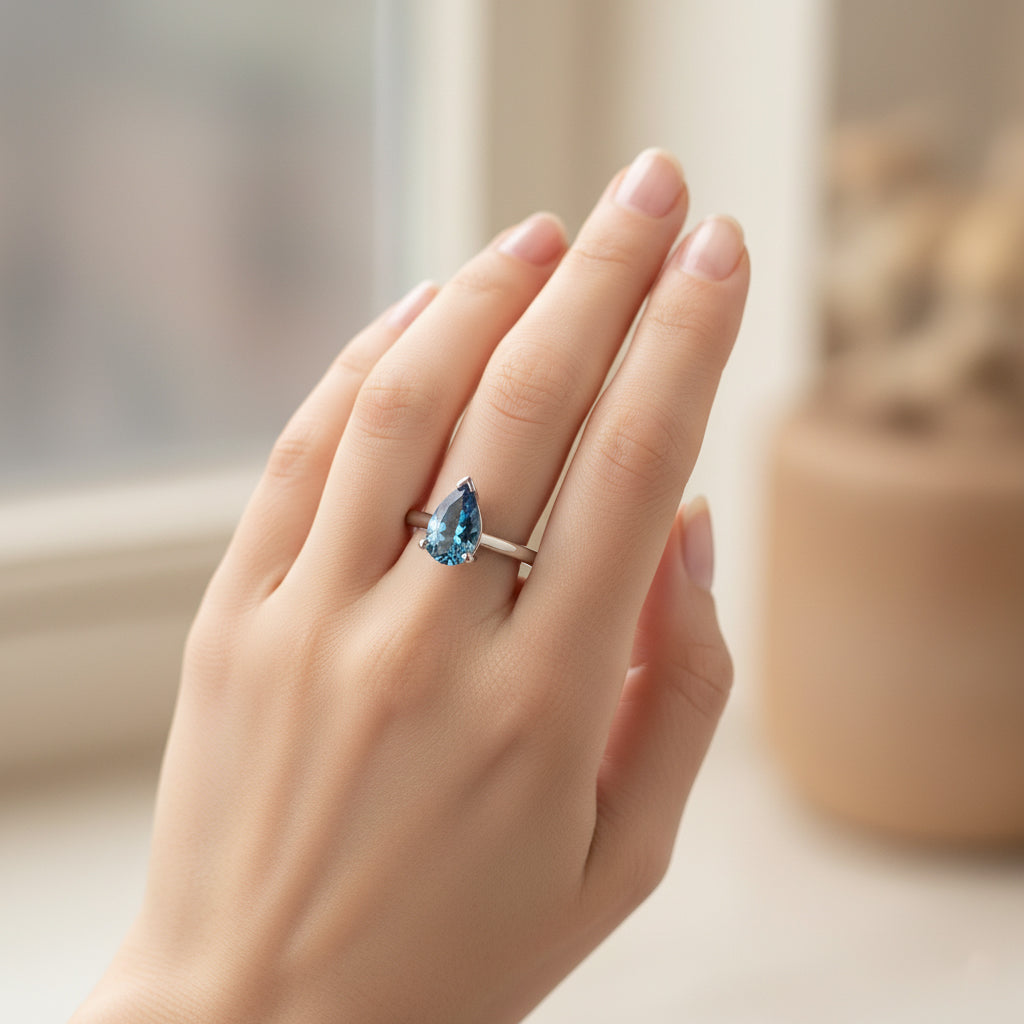 LUXURIANT 1 Ct. Lab Grown Blue Diamond Solitaire Ring in Rhodium Sterling Silver 8345579 2