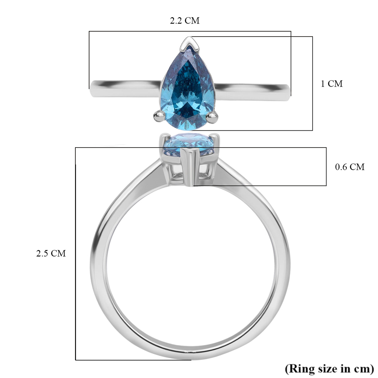 LUXURIANT 1 Ct. Lab Grown Blue Diamond Solitaire Ring in Rhodium Sterling Silver 8345579 5