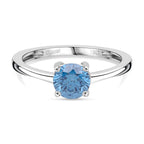 Luxuriant Lab Grown Blue Diamond (VS INTENSE BLUE) Solitaire Ring in Rhodium Overlay Sterling Silver 1.00 Ct._8345627