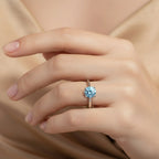 Luxuriant Lab Grown Blue Diamond (VS INTENSE BLUE) Solitaire Ring in Rhodium Overlay Sterling Silver 1.00 Ct._8345627_2