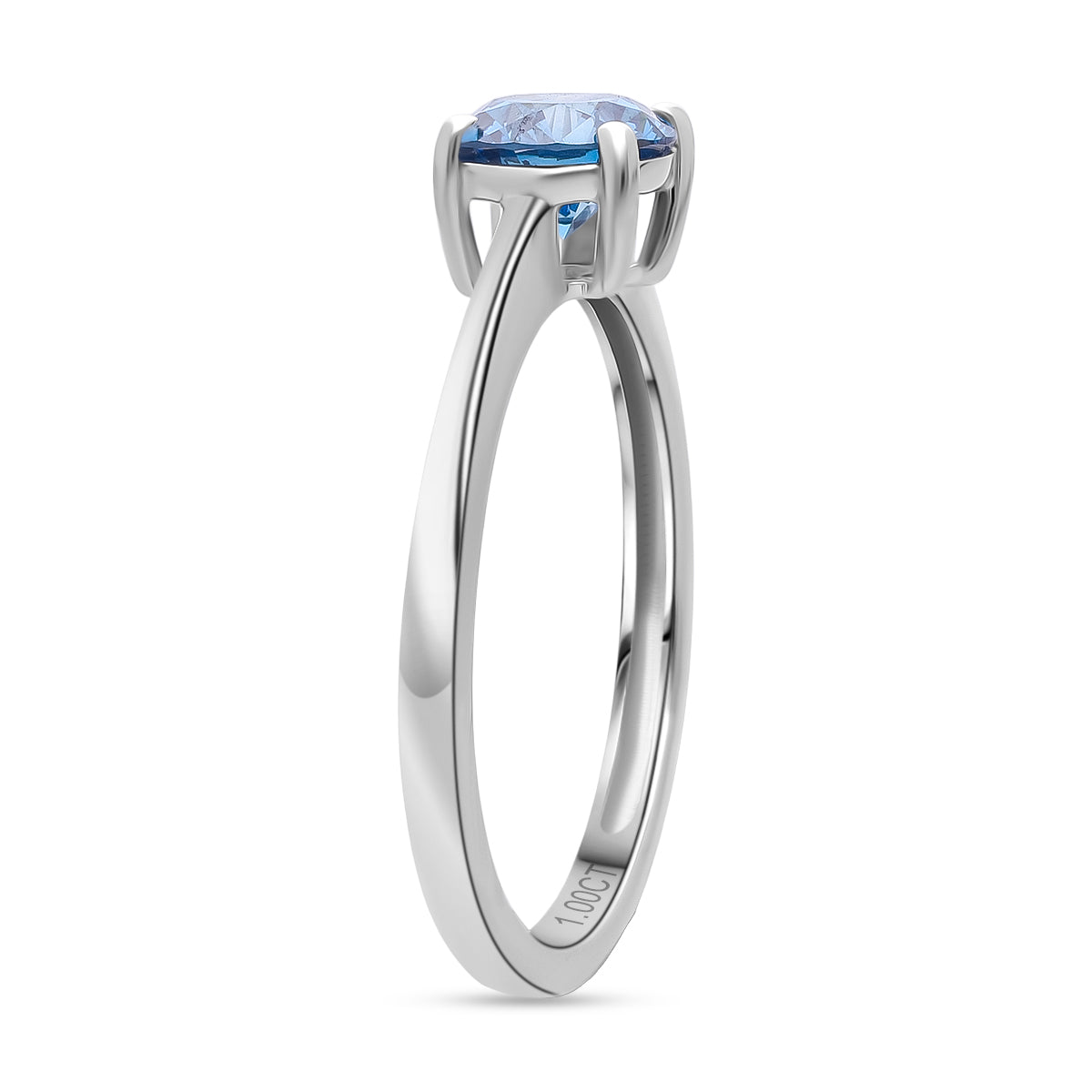LUXURIANT 1 Ct. Lab Grown Blue Diamond VS Solitaire Ring in Rhodium Overlay Sterling Silver 8345627 3