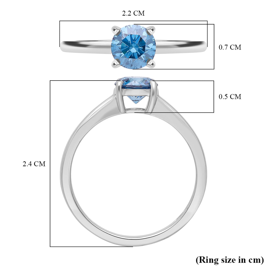 Luxuriant Lab Grown Blue Diamond (VS INTENSE BLUE) Solitaire Ring in Rhodium Overlay Sterling Silver 1.00 Ct._8345627_5