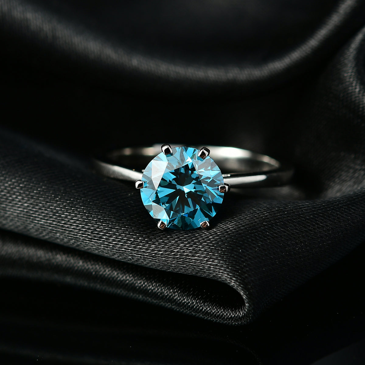 LUXURIANT 2 Ct. Lab Grown Blue Diamond Solitaire Ring in 950 Platinum, SGL Certified 8345718 2