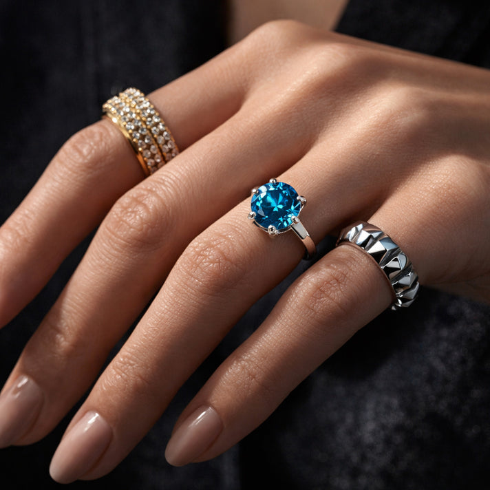 LUXURIANT 2 Ct. Lab Grown Blue Diamond (VS) Solitaire Ring in 950 Platinum SGL Certified 8345720 2