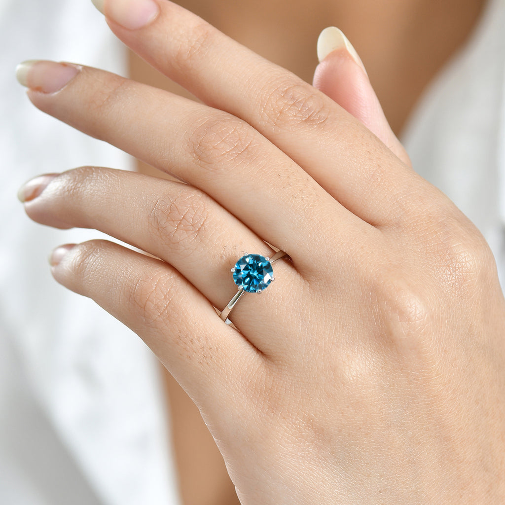 Luxuriant 950 Platinum SGL Certified Lab Grown Blue Diamond (VS) Solitaire Ring 2.00 Ct._8345720_5
