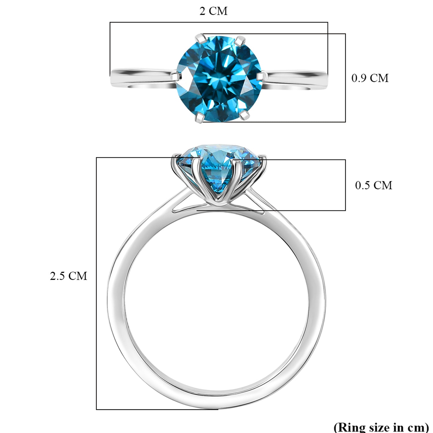LUXURIANT 2 Ct. Lab Grown Blue Diamond (VS) Solitaire Ring in 950 Platinum SGL Certified 8345720 7