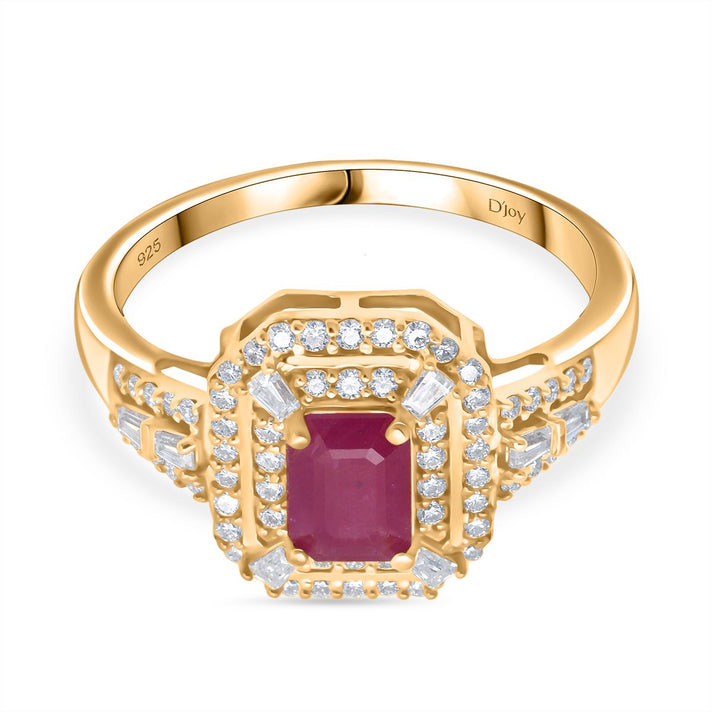 D'Joy Taveta Natural Ruby, Moissanite Halo Ring in 18K Vermeil Yellow Gold Plated Sterling Silver 2.04 Ct. 8348856 1