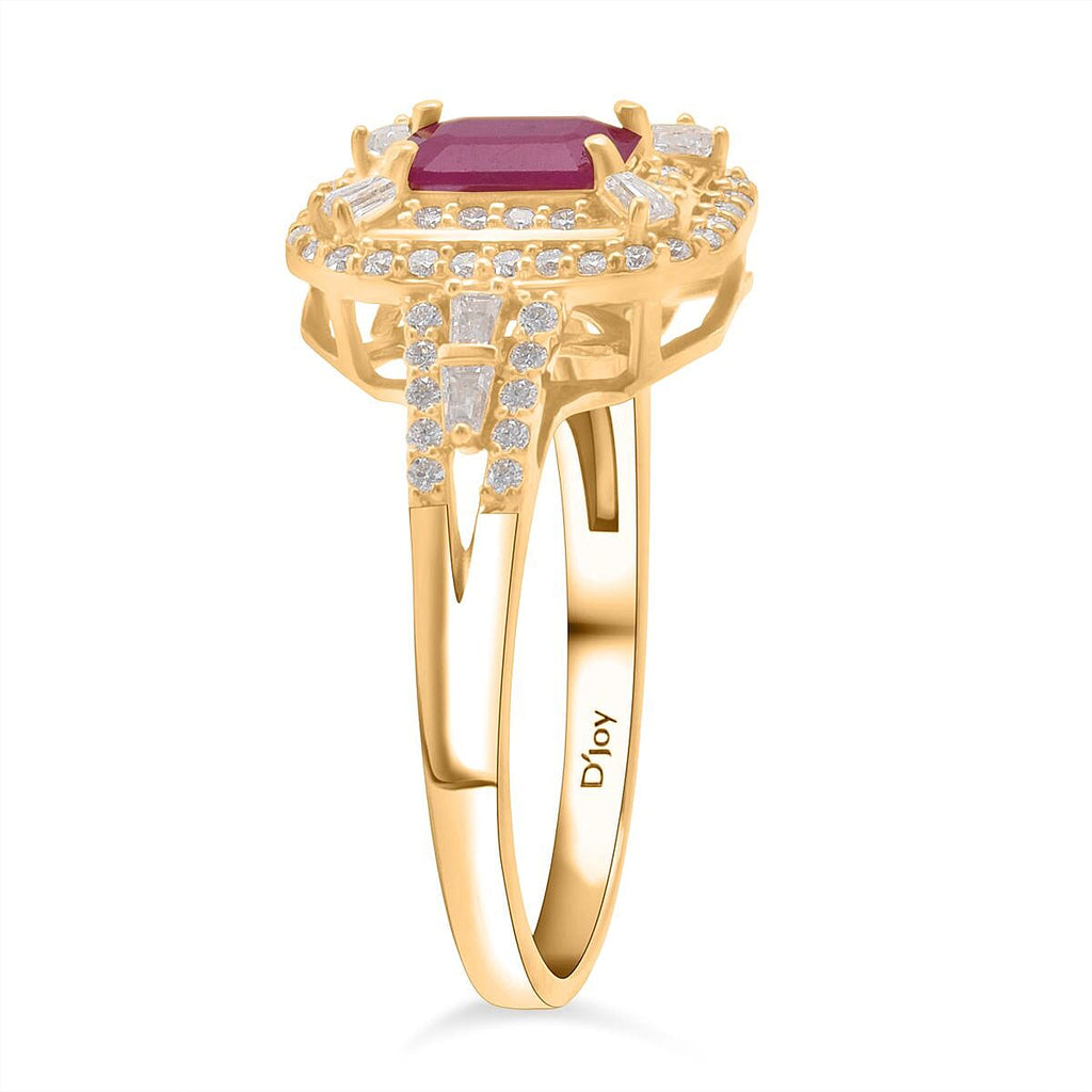 D'Joy Taveta Ruby & Moissanite Double Halo Ring in 18K Vermeil Yellow Gold Plated Sterling Silver 1.85 Ct._8348858_3