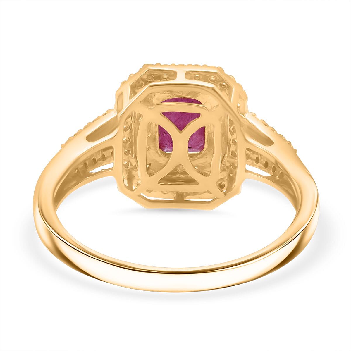D'Joy Taveta Natural Ruby, Moissanite Halo Ring in 18K Vermeil Yellow Gold Plated Sterling Silver 2.04 Ct. V32514683 5