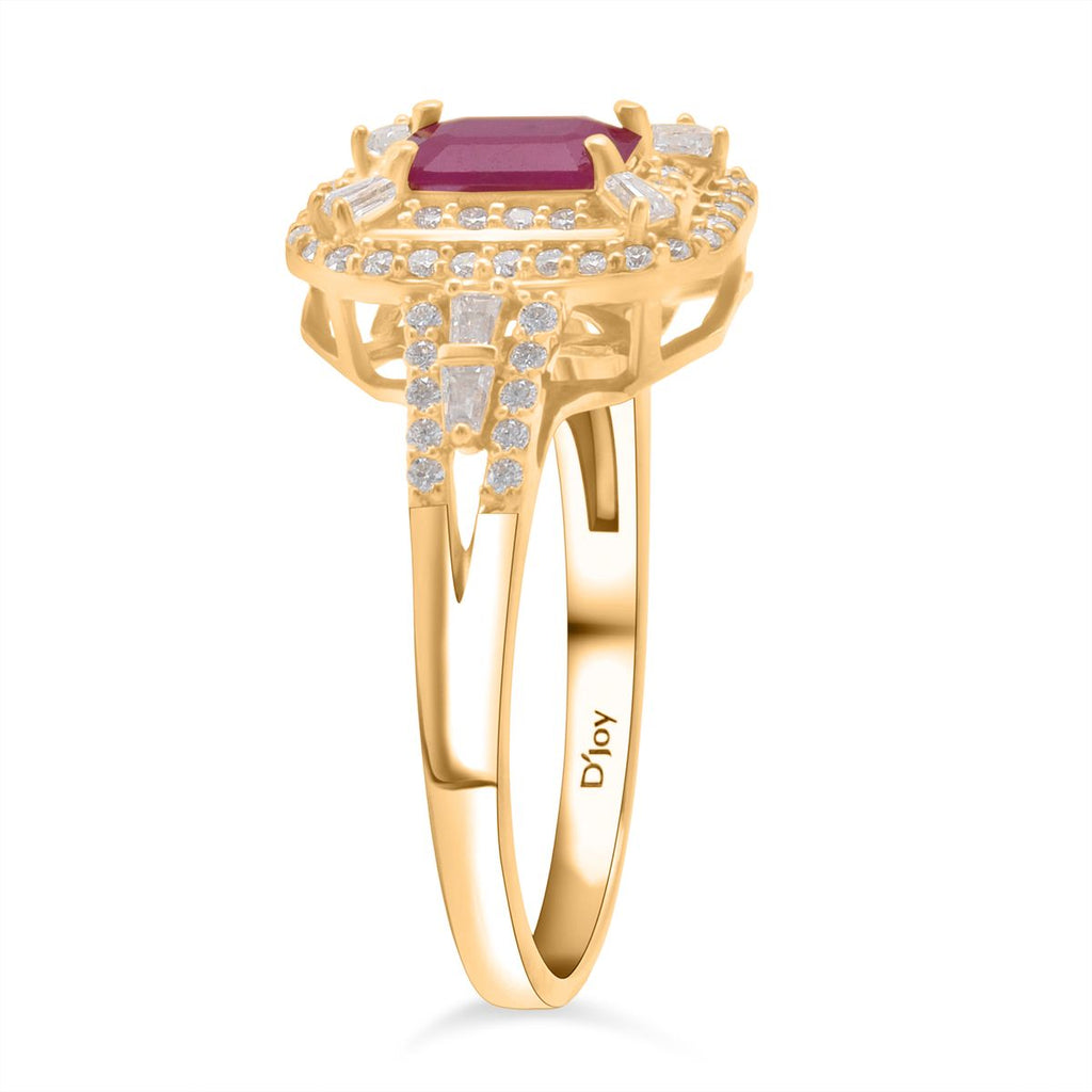 D'Joy Taveta Ruby & Moissanite Double Halo Ring in 18K Vermeil Yellow Gold Plated Sterling Silver 1.85 Ct._8348859_3