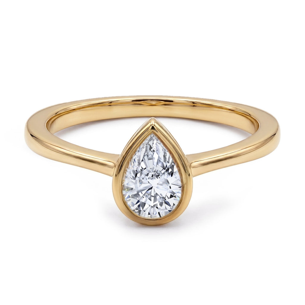 Luxuriant Lab Grown Diamond (SI/GH) Pear Cut Ring in 18K Vermeil Yellow Gold Plated Sterling Silver 1.00 Ct_8349043