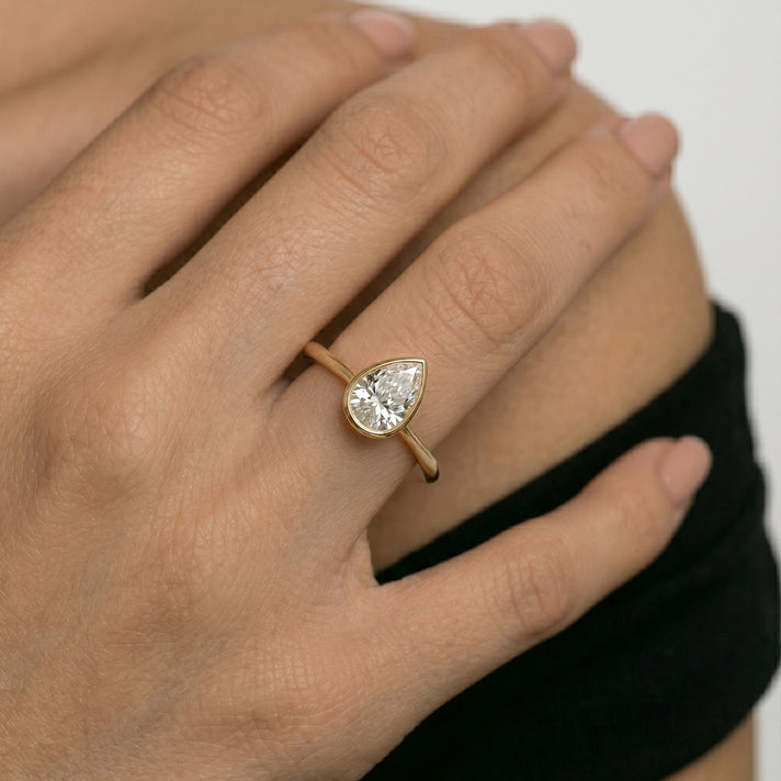LUXURIANT 1 Ct. Lab Grown Diamond Pear-Cut Solitaire Ring in 18K Yellow Gold Vermeil Sterling Silver (SI-GH) 8349043 2