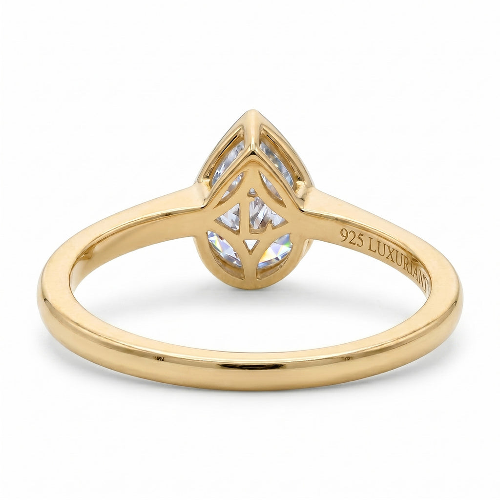 Luxuriant Lab Grown Diamond (SI/GH) Pear Cut Ring in 18K Vermeil Yellow Gold Plated Sterling Silver 1.00 Ct_8349043_6