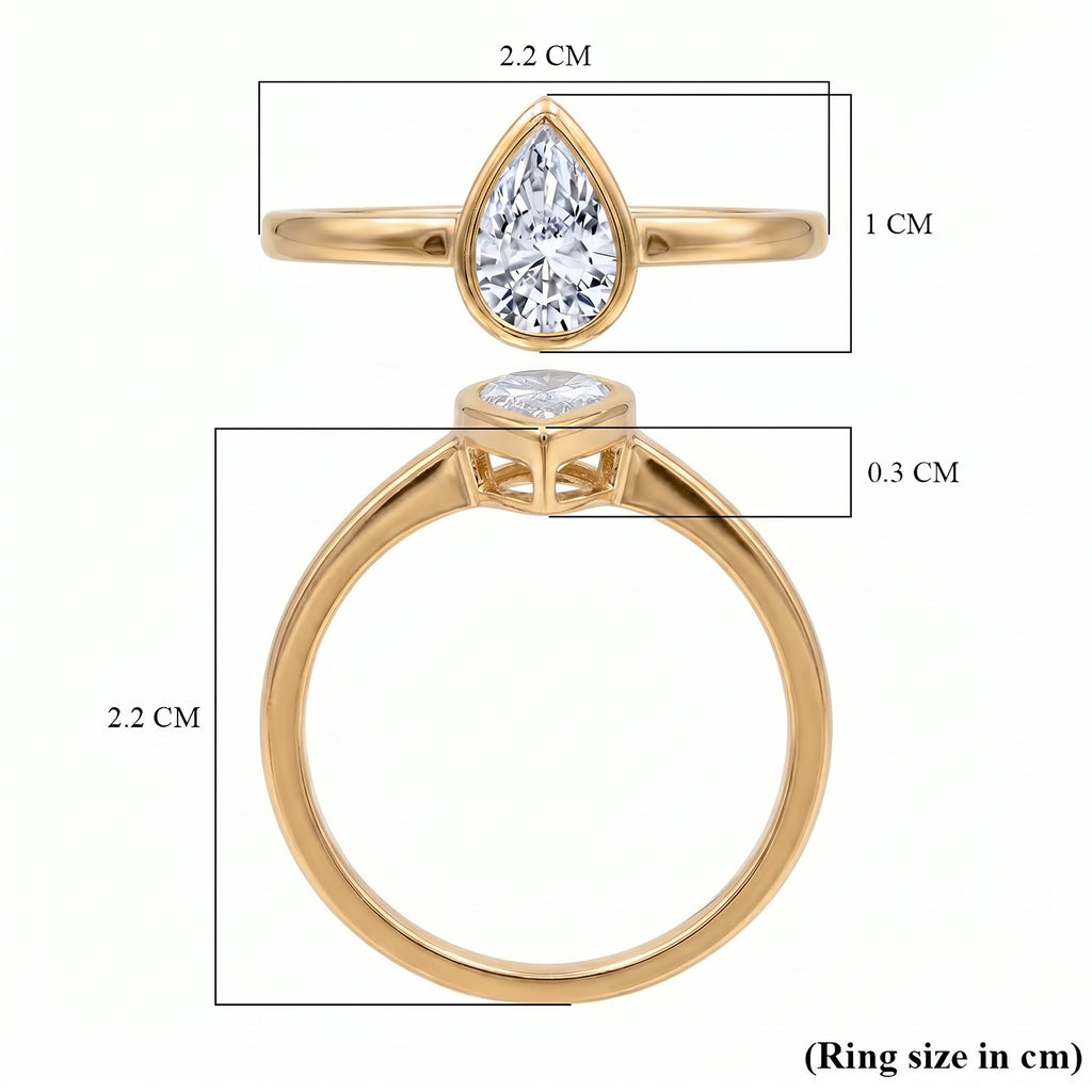 Luxuriant Lab Grown Diamond (SI/GH) Pear Cut Ring in 18K Vermeil Yellow Gold Plated Sterling Silver 1.00 Ct_8349043_7