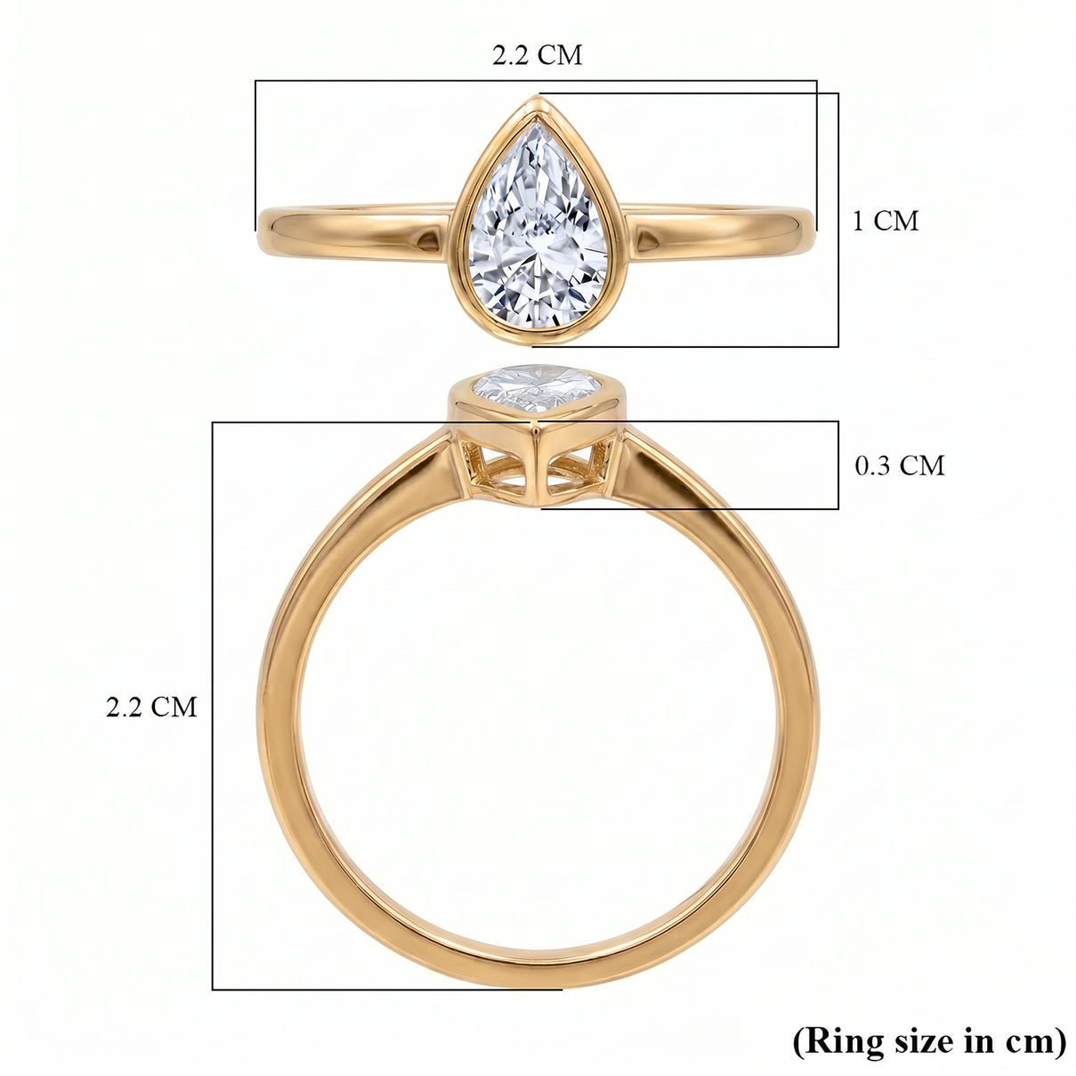 LUXURIANT 1 Ct. Lab Grown Diamond Pear-Cut Solitaire Ring in 18K Yellow Gold Vermeil Sterling Silver (SI-GH) 8349043 8