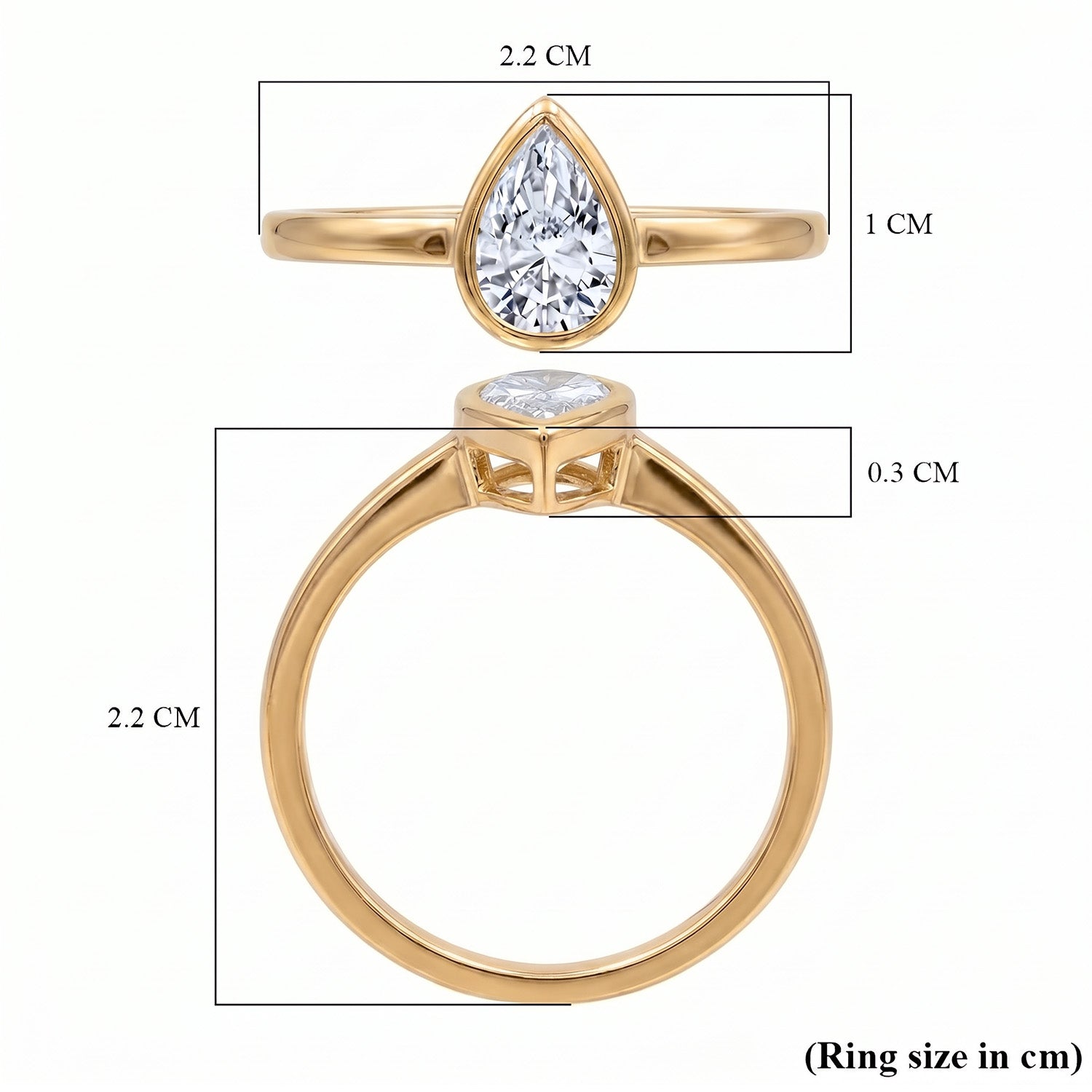 LUXURIANT 1 Ct. Lab Grown Diamond Pear-Cut Solitaire Ring in 18K Yellow Gold Vermeil Sterling Silver (SI-GH) 8349043 8