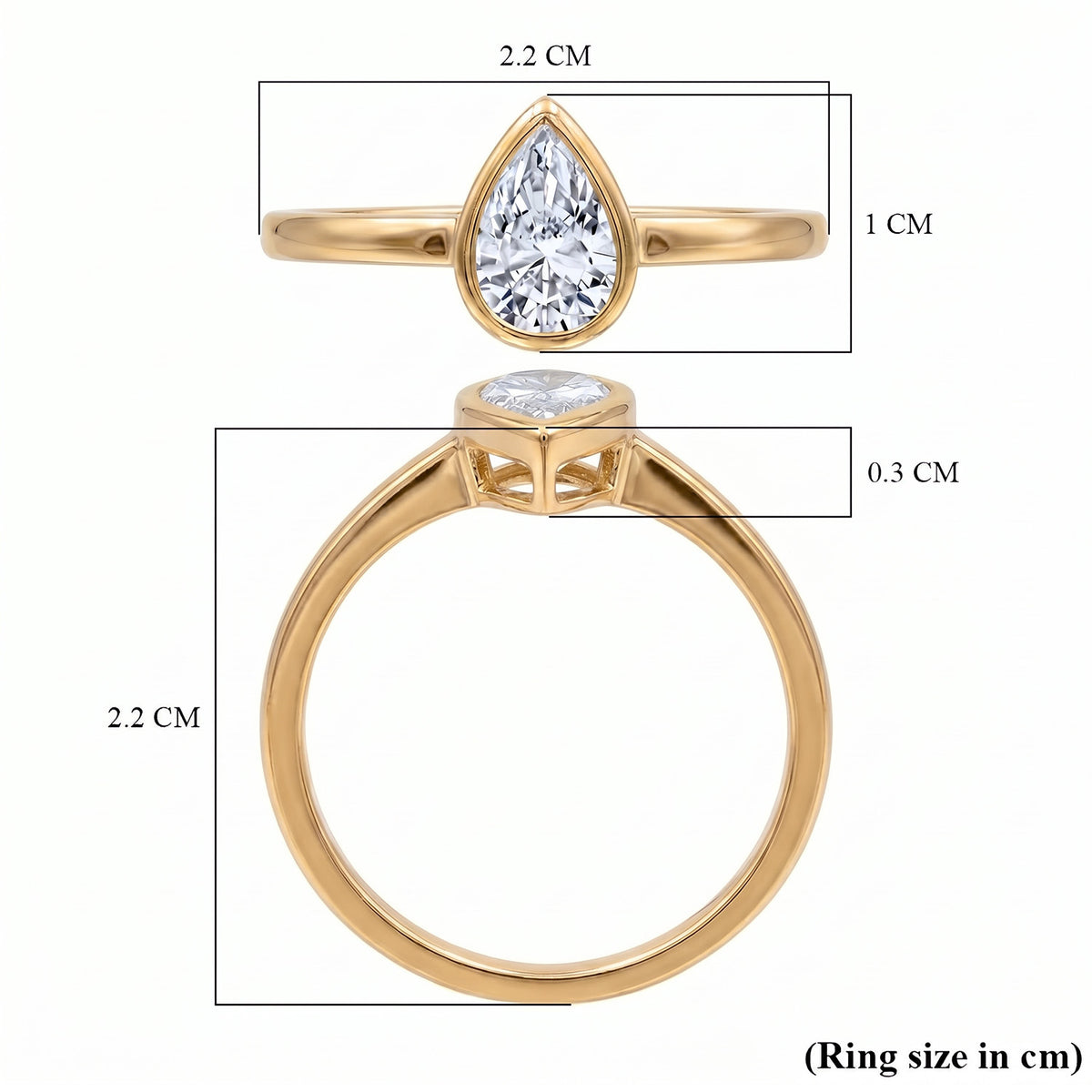 LUXURIANT 1 Ct. Lab Grown Diamond Pear-Cut Solitaire Ring in 18K Yellow Gold Vermeil Sterling Silver (SI-GH) 8349045 8