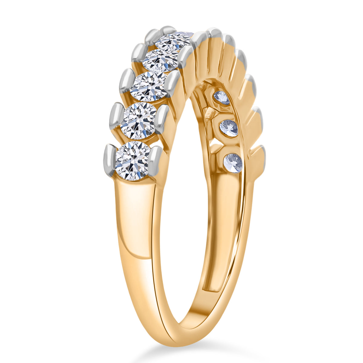 NY Close Out Deal - LUXURIANT 1 Ct. Lab Grown Diamond Half-Eternity Ring in 18K Yellow Gold Overlay Sterling Silver (SI-GH) 8349070 3