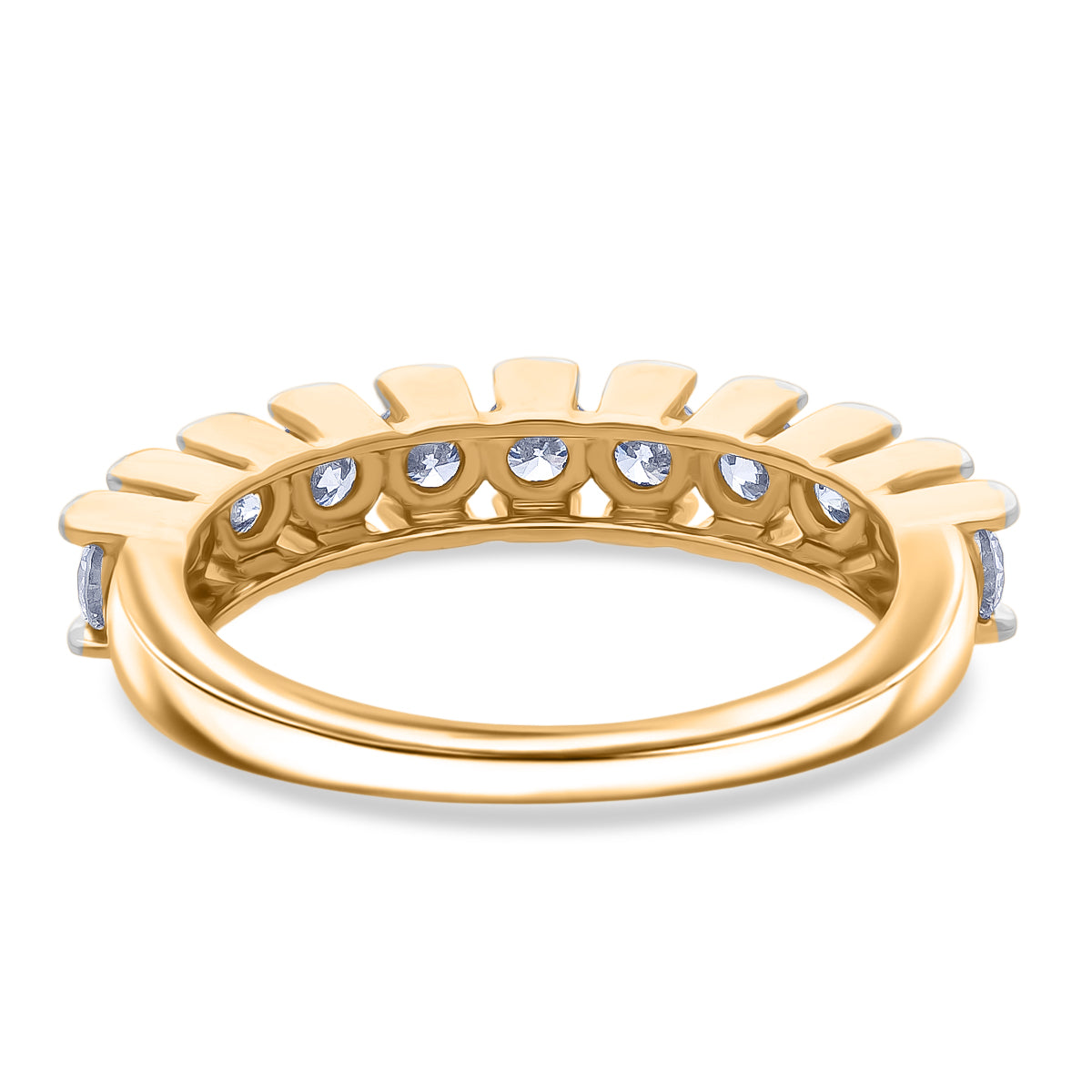 NY Close Out Deal - LUXURIANT 1 Ct. Lab Grown Diamond Half-Eternity Ring in 18K Yellow Gold Overlay Sterling Silver (SI-GH) 8349070 4