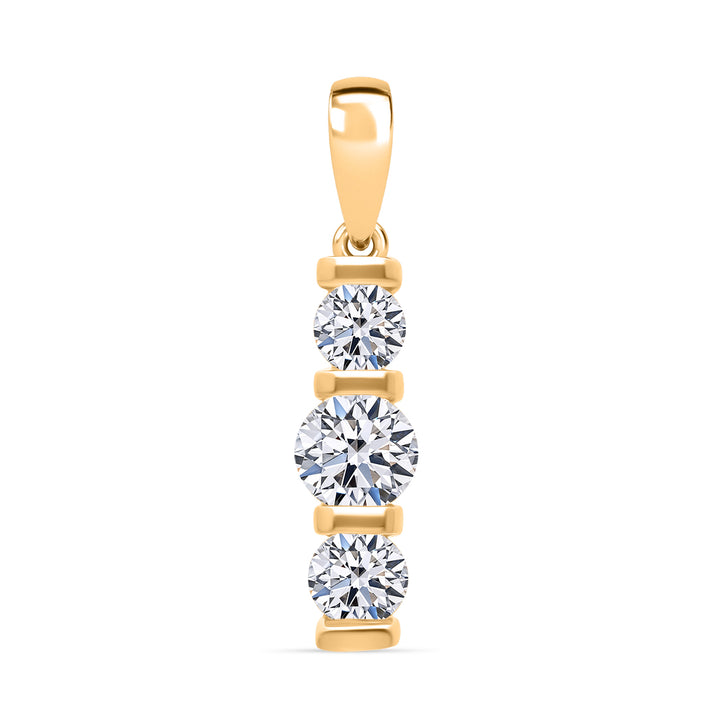 LUXURIANT 1 Ct. Lab Grown Diamond Trilogy Pendant in 18K Vermeil Yellow Gold Sterling Silver 8349079 1