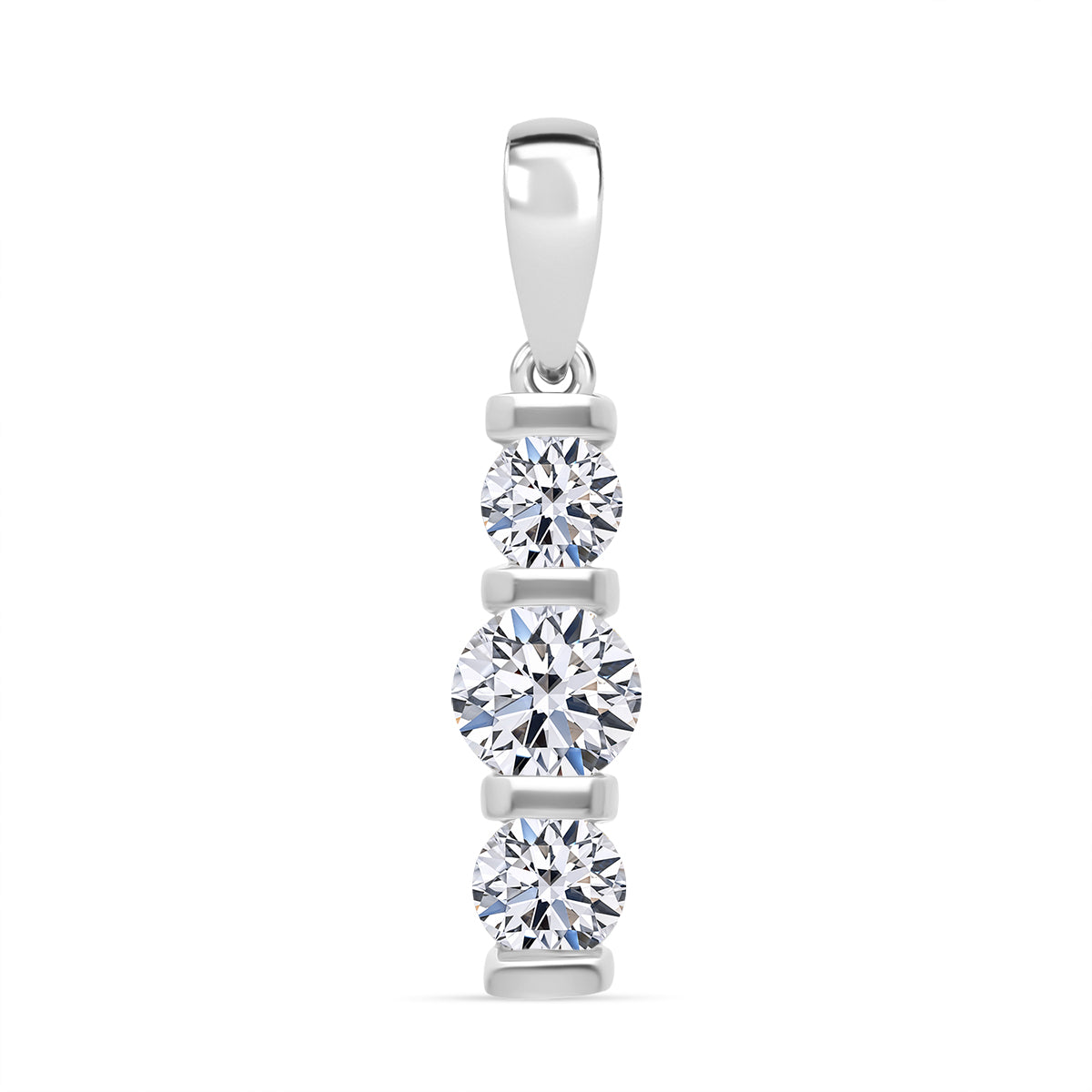 LUXURIANT 1 Ct. Lab Grown Diamond Trilogy Pendant in Rhodium Sterling Silver 8349080 0
