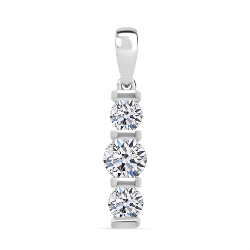 Luxuriant Lab Grown Diamond (SI/GH) Trilogy Pendant in Rhodium Overlay Sterling Silver 1.00 Ct._8349080