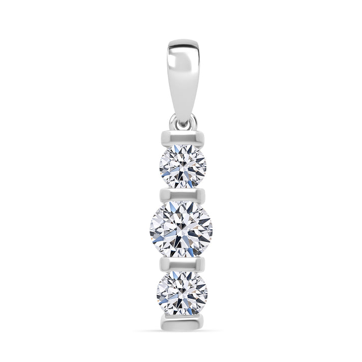 LUXURIANT 1 Ct. Lab Grown Diamond Trilogy Pendant in Rhodium Sterling Silver 8349080 1