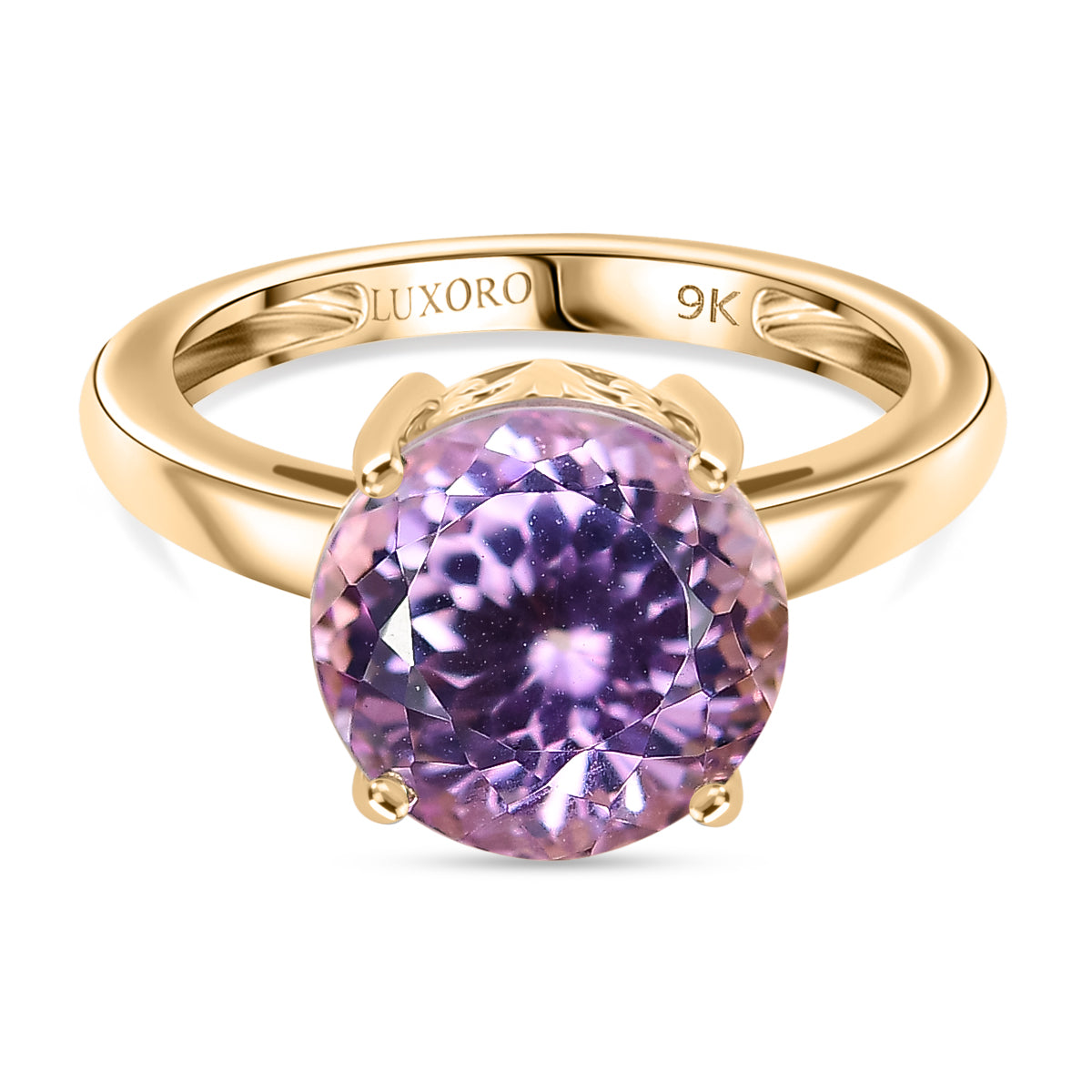 Luxoro 9K Yellow Gold AAA Kunzite Solitaire Ring 5.35 Ct._8349452