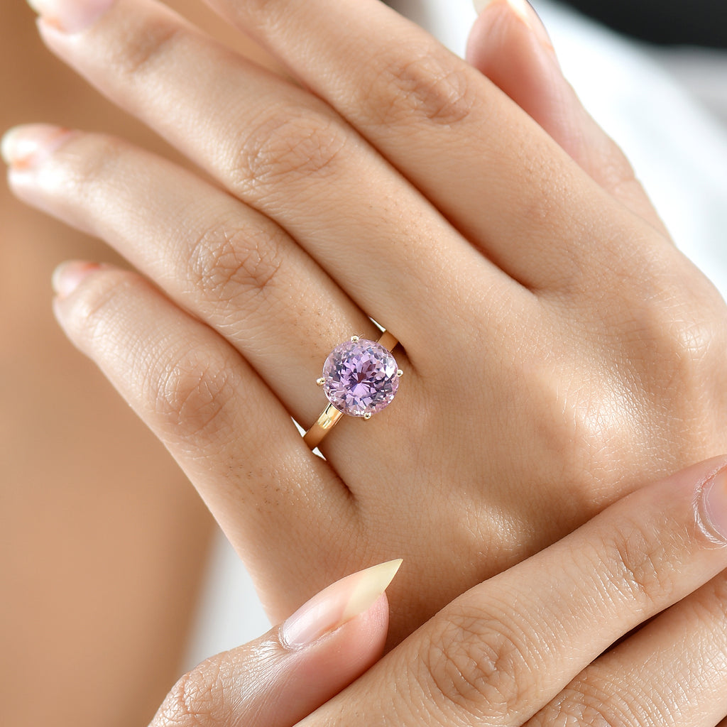 Luxoro 9K Yellow Gold AAA Kunzite Solitaire Ring 5.35 Ct._8349452_2