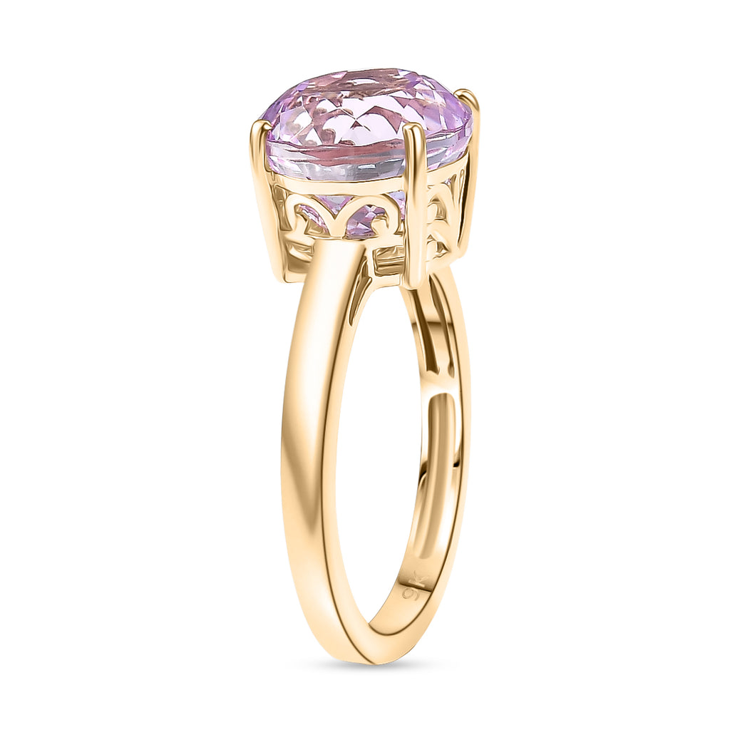 Luxoro 9K Yellow Gold AAA Kunzite Solitaire Ring 5.35 Ct._8349452_3