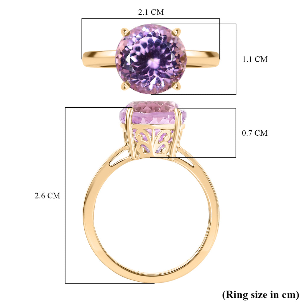 Luxoro 9K Yellow Gold AAA Kunzite Solitaire Ring 5.35 Ct._8349452_5