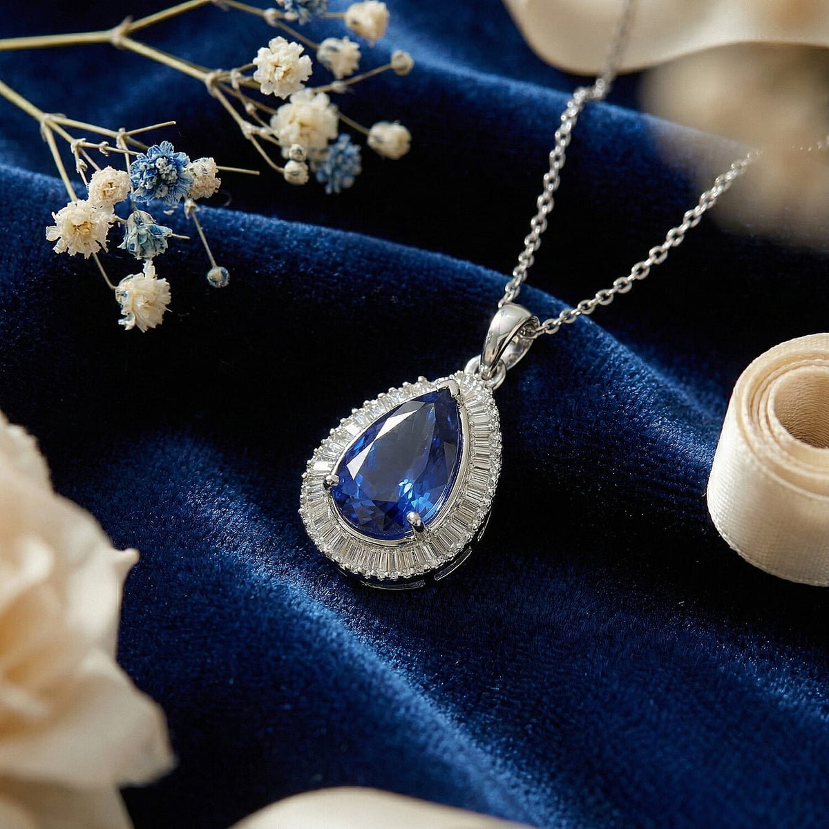 RHAPSODY - 950 Platinum AAAA Tanzanite and Natural Diamond (VS/E-F) Pear Cut Halo Pendant 3.00 Ct, Platinum Wt. 3.00 Gms 8349463 5