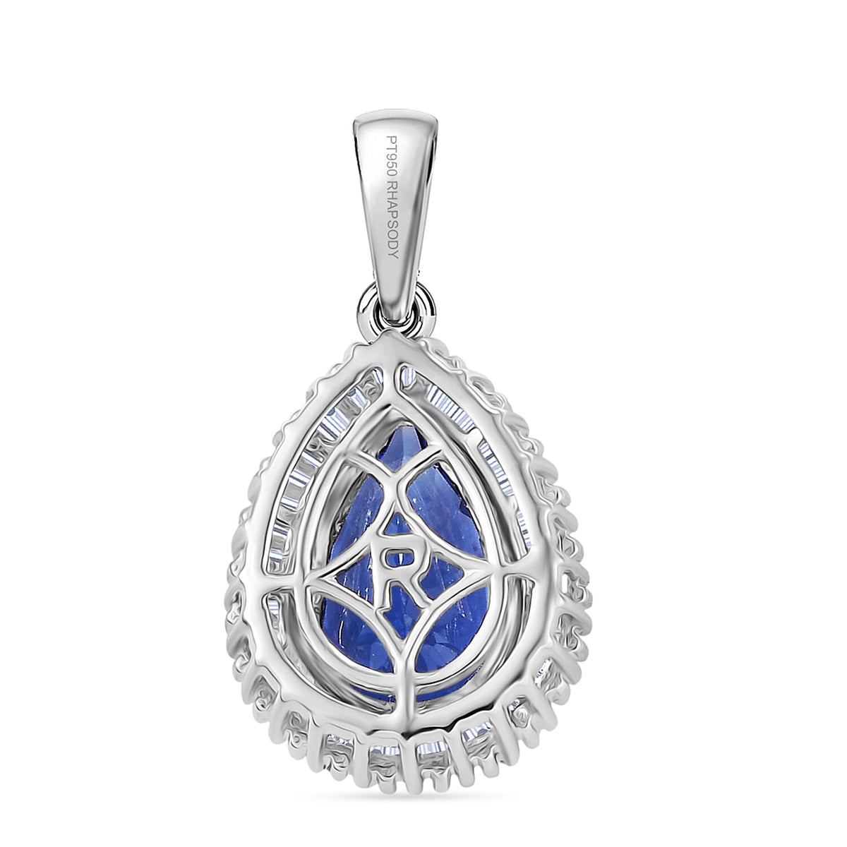 RHAPSODY - 950 Platinum AAAA Tanzanite and Natural Diamond (VS/E-F) Pear Cut Halo Pendant 3.00 Ct, Platinum Wt. 3.00 Gms 8349463 6