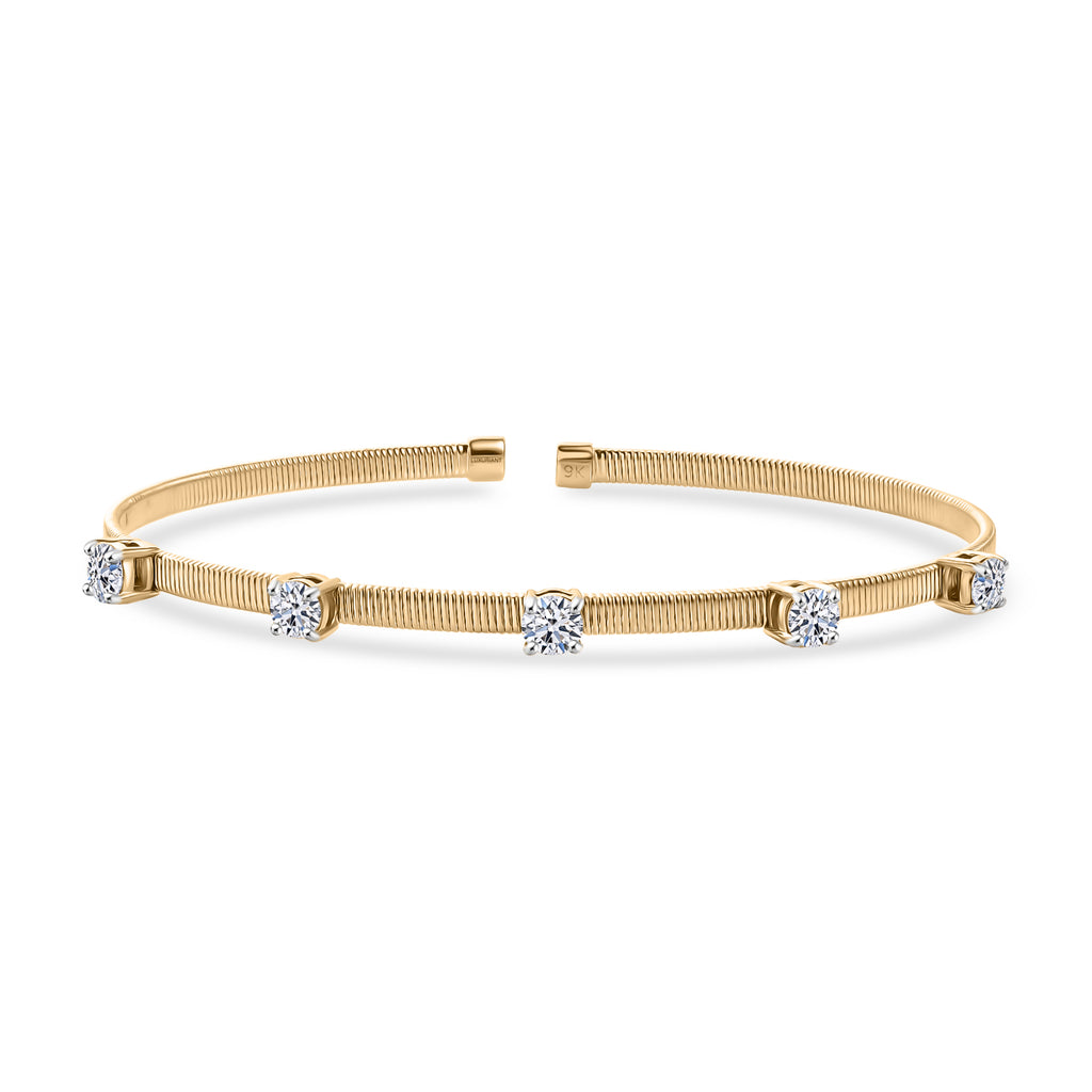 Luxuriant 9K Yellow Gold SGL Certified Lab Grown Diamond (VS/EF) Bangle (Size 7.5) 1.25 Ct. 3.10 gram_8349882