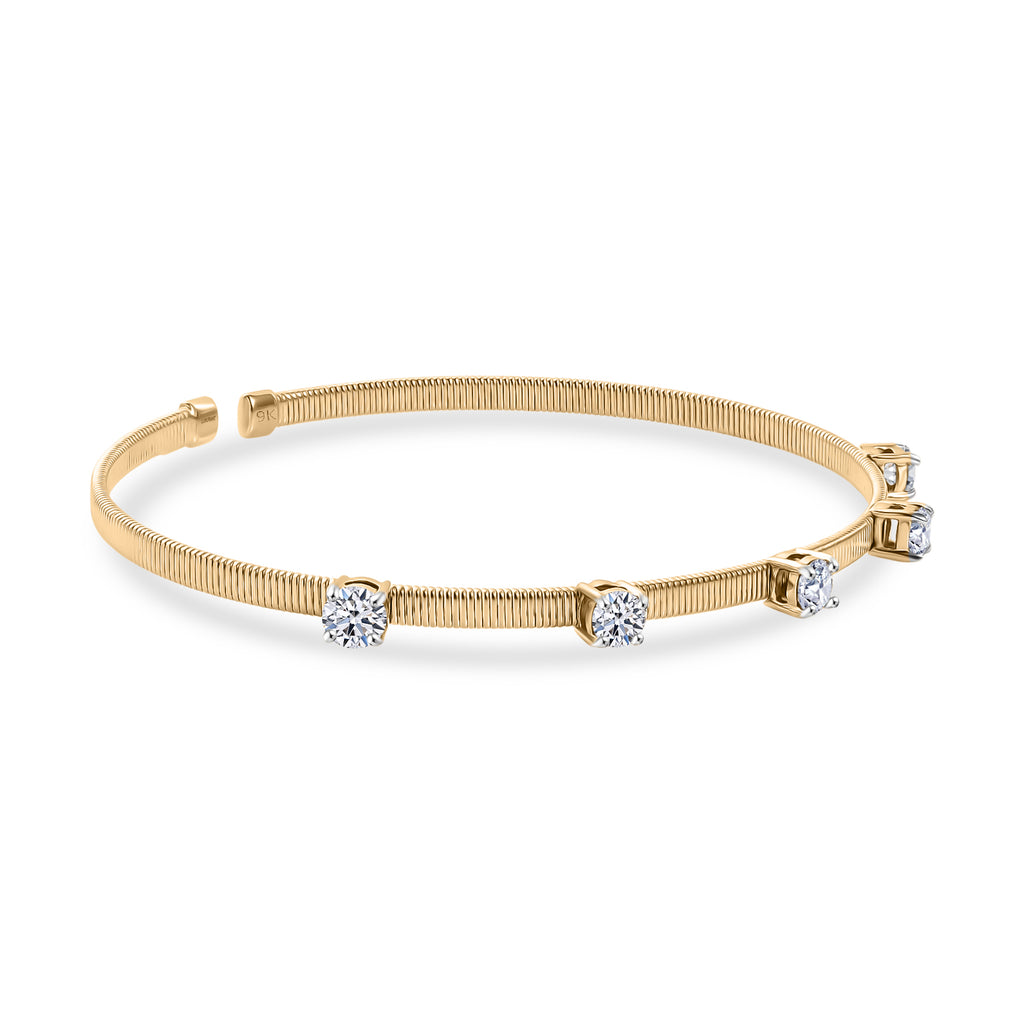 Luxuriant 9K Yellow Gold SGL Certified Lab Grown Diamond (VS/EF) Bangle (Size 7.5) 1.25 Ct. 3.10 gram_8349882_3