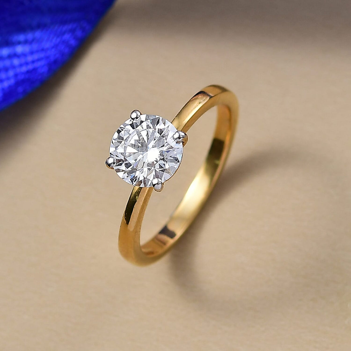 LUXURIANT 1.5 Ct. Lab Grown Diamond Solitaire Ring in 18K Vermeil Yellow Gold Plated Sterling Silver (SI-G-H) 8350037 2