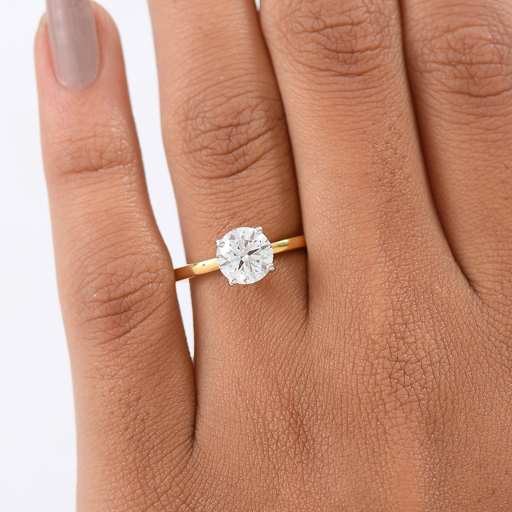 Luxuriant SI-G-H Lab Grown Diamond Solitaire Ring in 18K Vermeil Yellow Gold Plated Sterling Silver 1.52 Ct