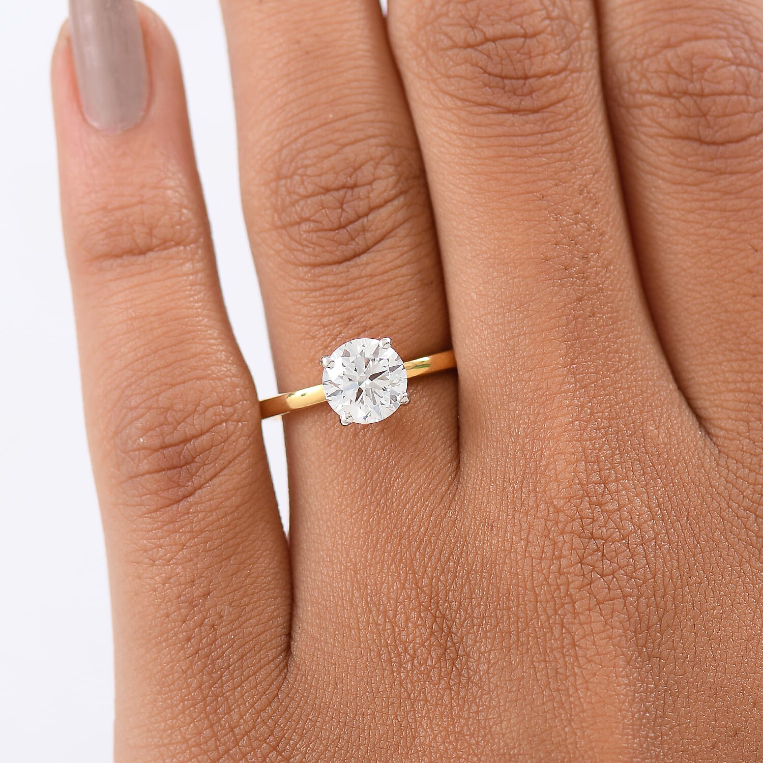 LUXURIANT 1.5 Ct. Lab Grown Diamond Solitaire Ring in 18K Vermeil Yellow Gold Plated Sterling Silver (SI-G-H) 8350037 3
