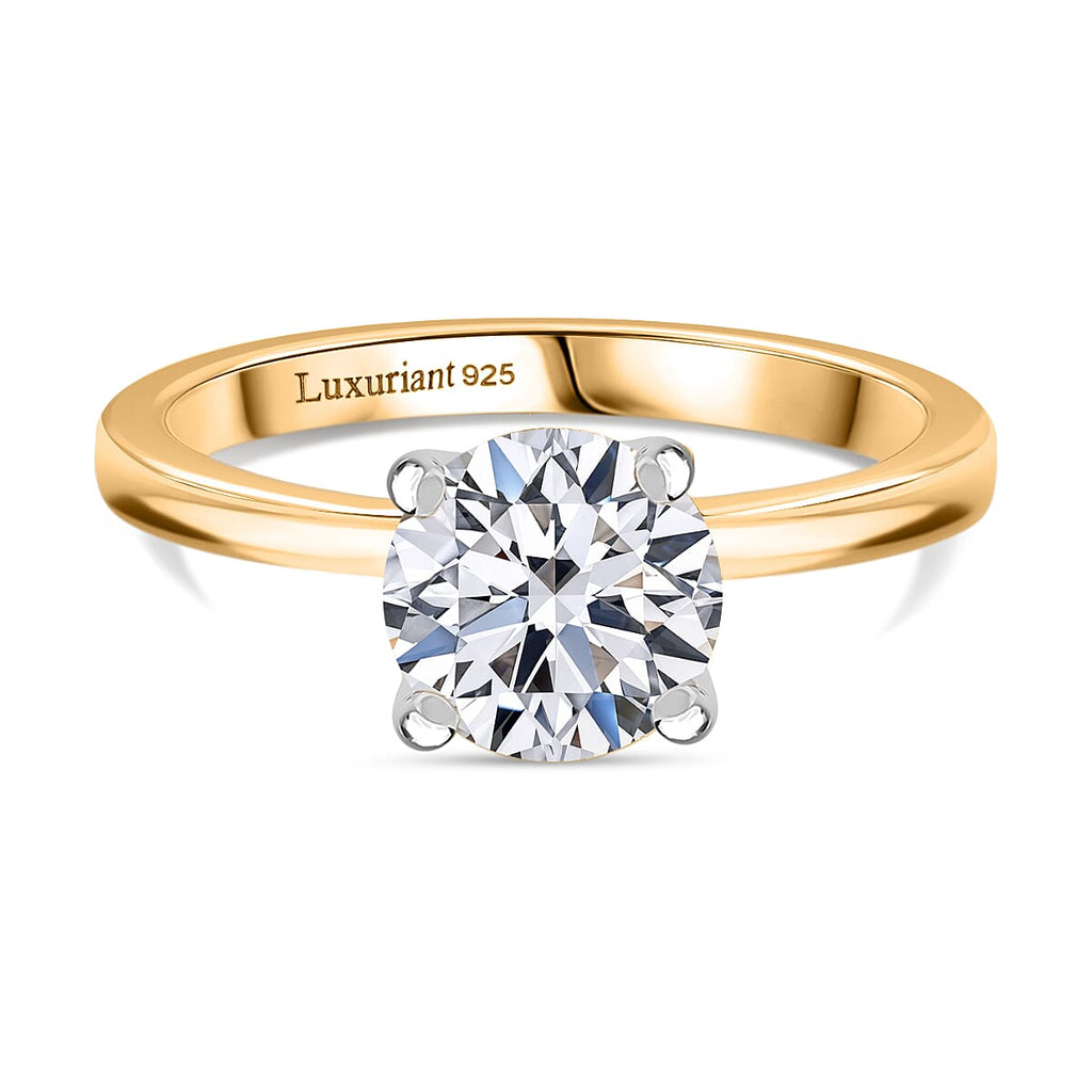 LUXURIANT 1.5 Ct. Lab Grown Diamond Solitaire Ring in 18K Vermeil Yellow Gold Plated Sterling Silver (SI-G-H)