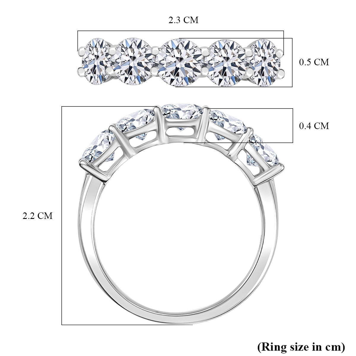 LUXURIANT 1 Ct. Lab Grown Diamond 5 Stone Ring in 9K White Gold 8350048 6