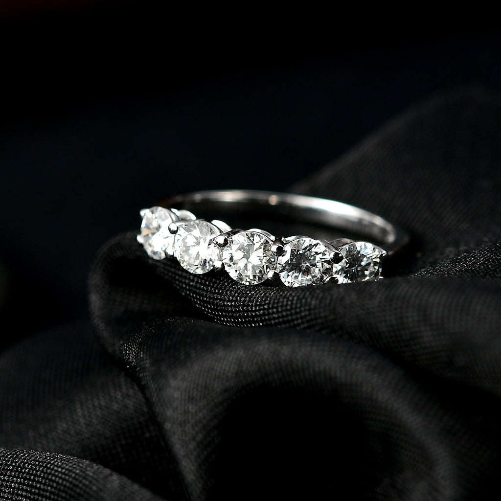 Luxuriant 9K White Gold (SI/GH) Lab Grown Diamond 5 Stone Ring 1.00 Ct._8350056_1