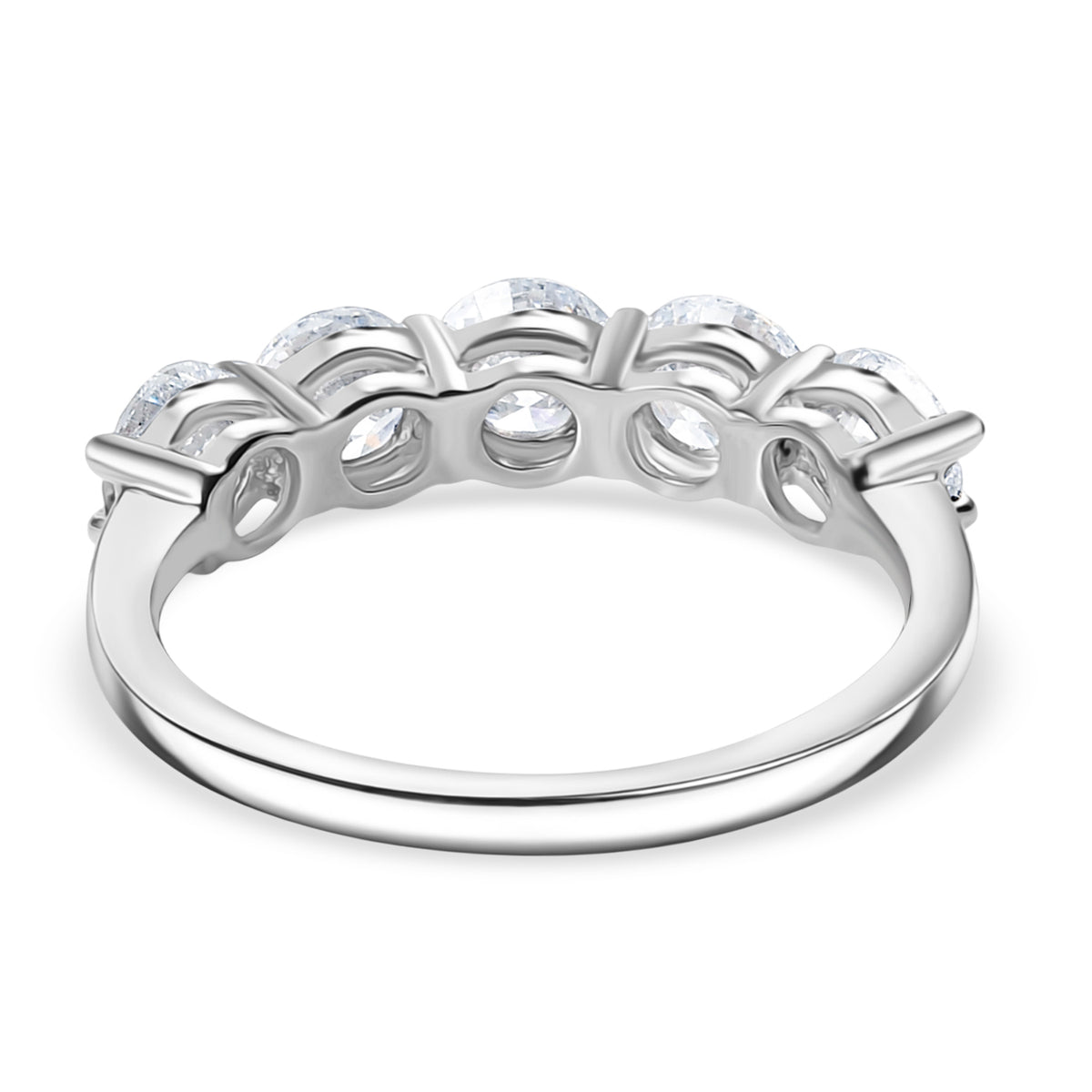 LUXURIANT 1 Ct. Lab Grown Diamond 5 Stone Ring in 9K White Gold V32530408 5