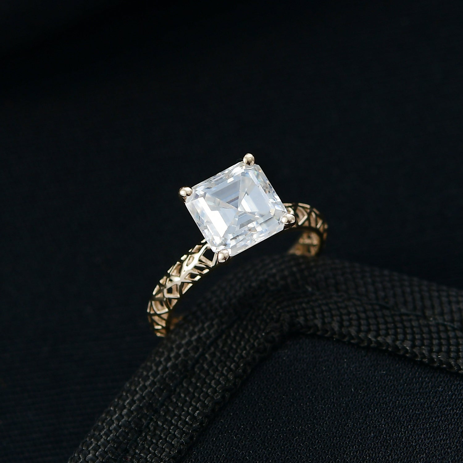 Mirage Collection - 9K Yellow Gold Moissanite Solitaire Mirage Ring 2.75 ct. 8350598 2