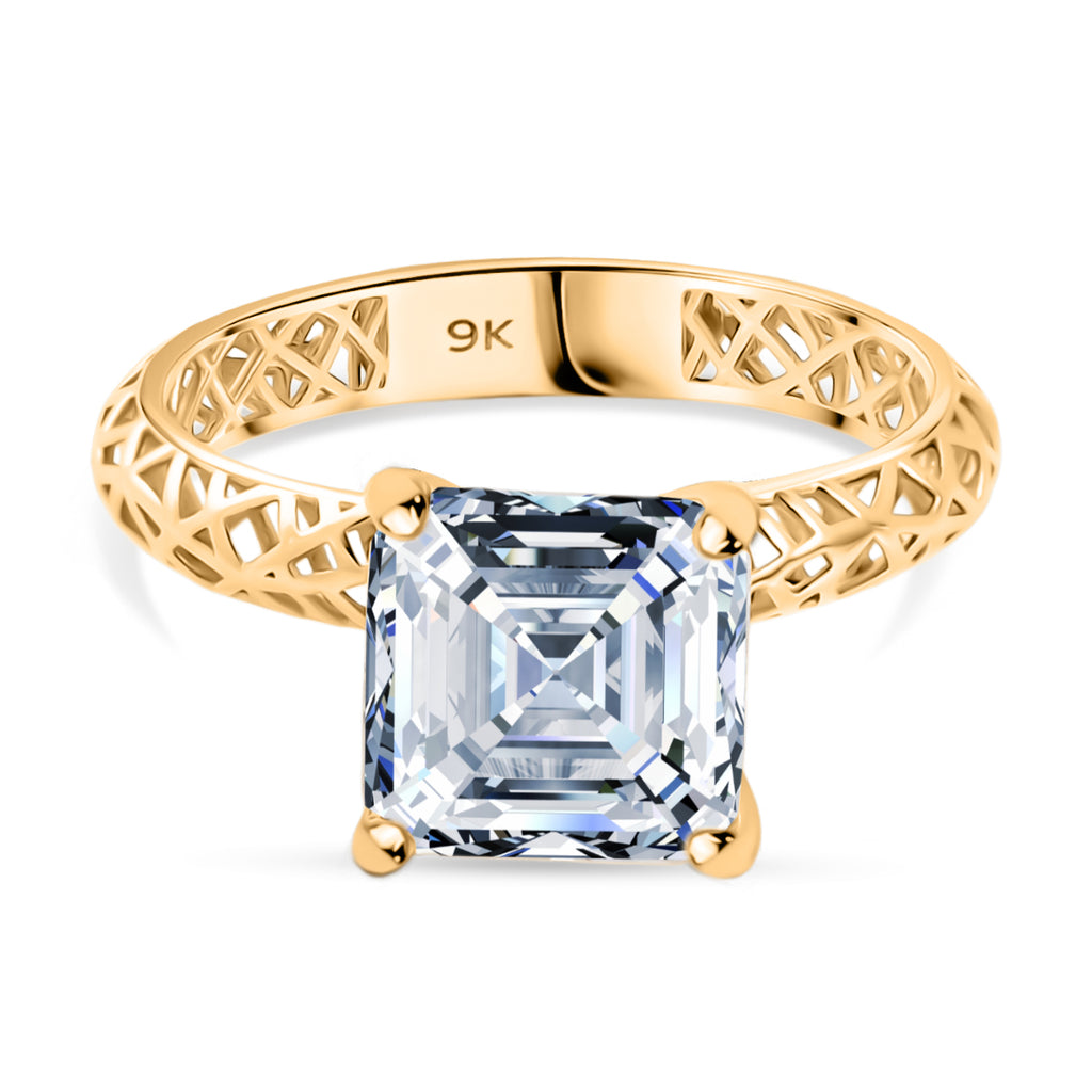 Mirage Collection - 9K Yellow Gold Moissanite Solitaire Mirage Ring 2.75 Ct._8350602